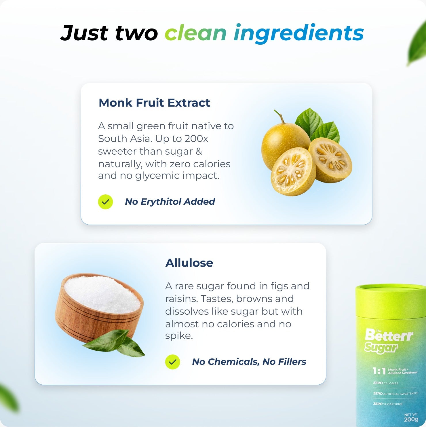 The Better Sugar Zero Calorie Monk Fruit + Allulose Sweetener